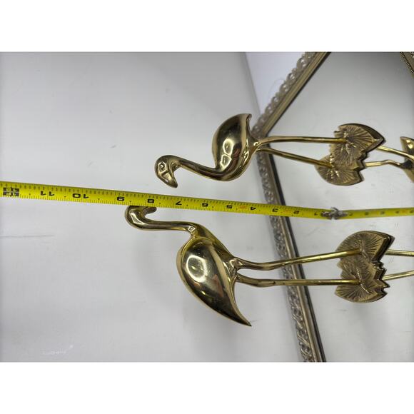 Rare Set of 2 brass flamingos - Netherlands, 1960 - yellow copper bird statues - Picture 4 of 9
